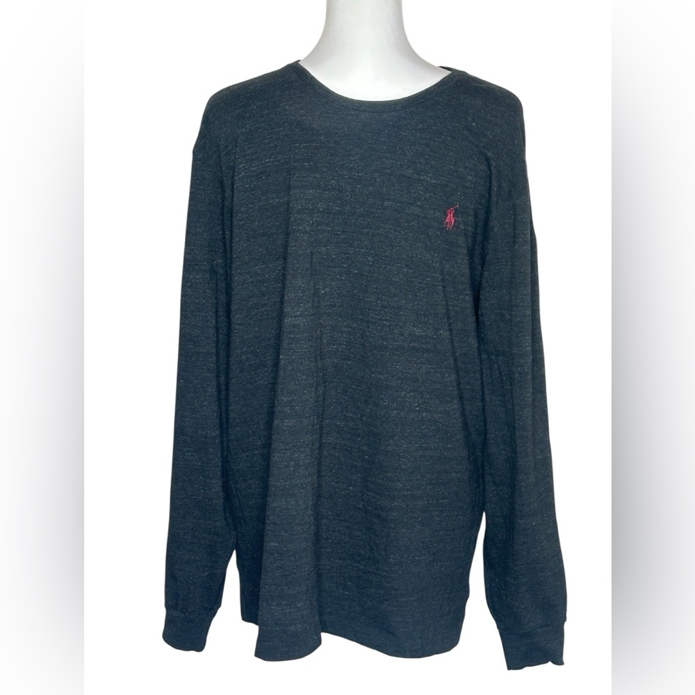 Polo Ralph Lauren Men's Heather Black Crew Neck Long Sleeve T sz XL EUC